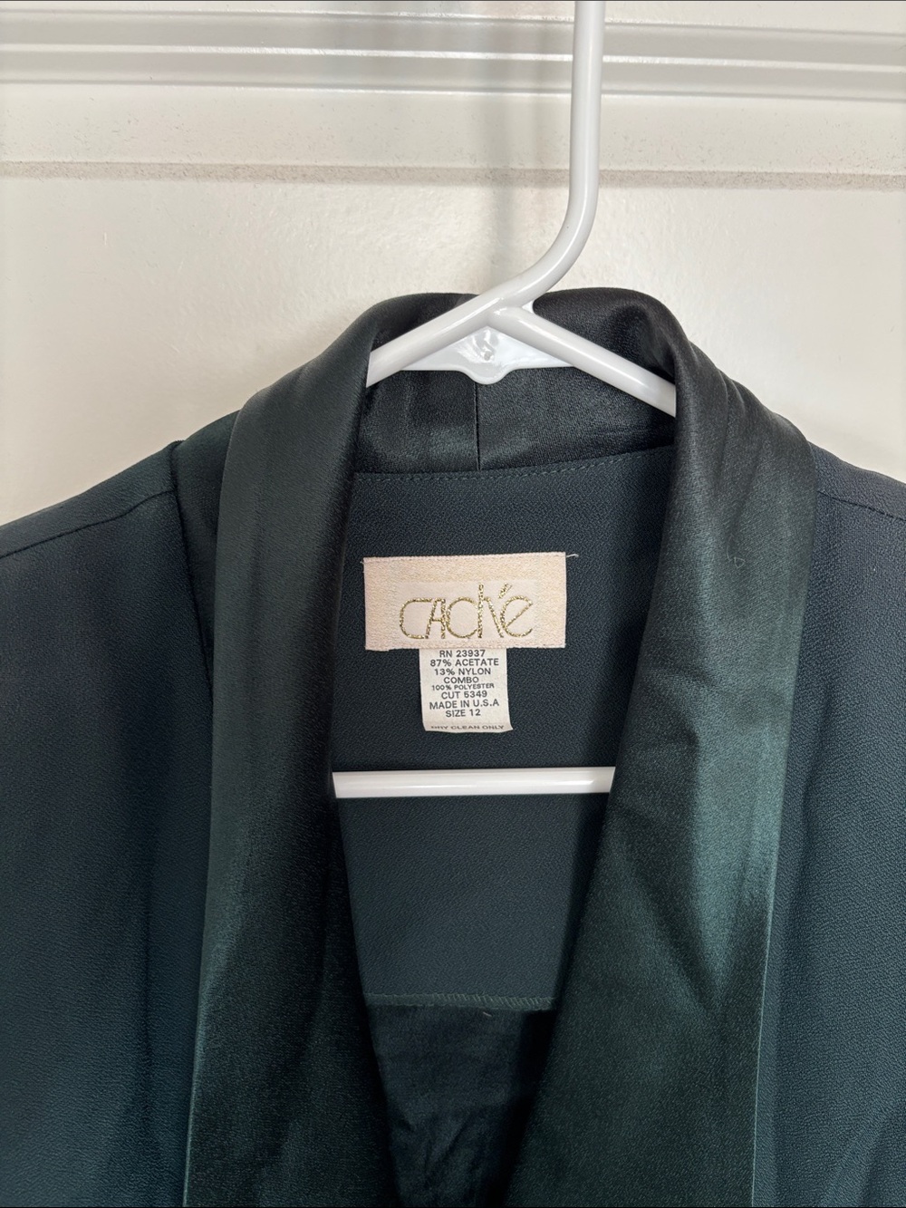 Cache Green Satin-Trim Blazer